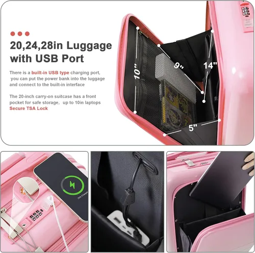 Miniatura 16 de Merax Juego de equipaje rígido ABS expandible de 3 piezas con rueda giratoria Maleta TSA Lock Suit Case, Negro -, Juego de 2 piezas, Equipaje