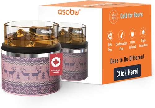 Miniatura 16 de asobu Vaso con funda para whisky, vaso de bourbon aislado con vidrio de rocas de alta calidad, sin BPA, acero inoxidable de doble pared, mantiene
