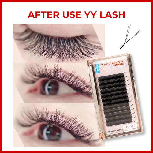 Miniatura 7 de THE LASH SUPPLY YY - Extensiones de pestañas híbridas profesionales, rizo C/D, 0.354-0.591 in de longitud, 0.07 de grosor, pestañas postizas negras