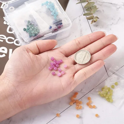 Miniatura 8 de Pandahall - 450 cuentas de jade facetadas naturales teñidas de 0.157 pulgadas (0.157 in), cuentas de piedras preciosas espaciadoras sueltas pequeñas