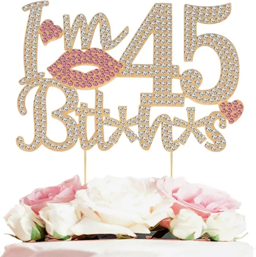 Miniatura 9 de ¡Soy el topper de pastel de cumpleaños número 15 divertido en oro y rosa con strass - ¡Feliz cumpleaños número 15, saludos a los quince años!
