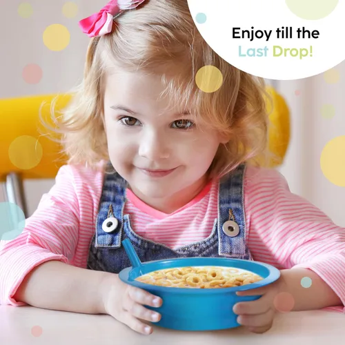 Miniatura 4 de PLASKIDY Cuencos de cereales para niños con pajitas – Juego de 6 cuencos de plástico con pajita para niños, sin BPA, aptos para lavavajillas