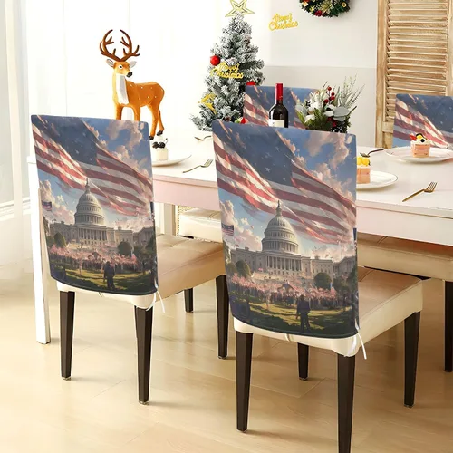 Miniatura 4 de 4th of July Independence Day White House Decorative Dorm Desk Chair Cover for Bedroom Anti-Dust Slip Cover protectores para sillas de comedor 6 Set