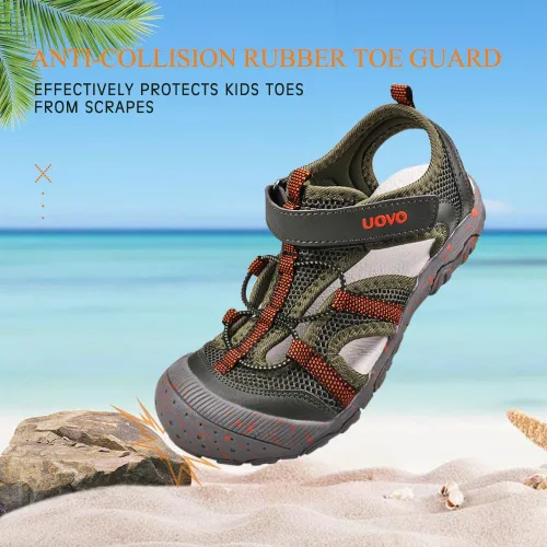 Miniatura 4 de UOVO Sandalias para niños, sandalias de senderismo atléticas con punta cerrada, sandalias de verano para niños de secado rápido