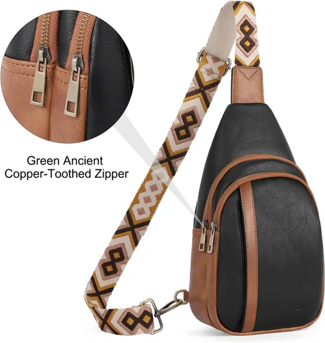 Miniatura 6 de Bolsos cruzados CLUCI para mujer y hombre, bolso bandolera de cuero, mochila de cuerpo cruzado para mujer, regalos para mujeres, cumpleaños, único