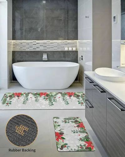 Miniatura 5 de Tapete de baño de Navidad para bañera, antideslizante, de secado rápido y absorbente, tierra de diatomeas, fregadero de cocina, lavable
