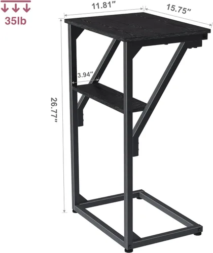 Miniatura 3 de Mesa auxiliar en forma de C, mesa auxiliar de sofá pequeño, mesa de bandeja de sofá para sala de estar, dormitorio, mesita de noche ET-D-BKW1