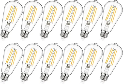 Miniatura 11 de MAXvolador Paquete de 12 bombillas LED Edison vintage regulables equivalentes a 60 W, 6 W, 850 lúmenes, blanco neutro 4000 K ST58, bombillas