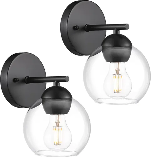 Miniatura 23 de Emak WS114-GD-ML-2PK - Moderno paquete de 2 apliques de pared de globo, luz dorada con pantalla de vidrio de leche para baño, sala de estar, fotos