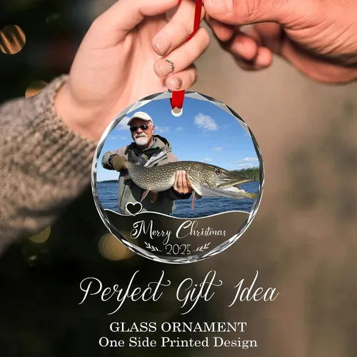 Miniatura 5 de Adorno de cristal con foto personalizada 2026 – Adorno de Navidad familiar personalizado, nombre personalizado, foto, fecha, recuerdo del día