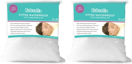 Miniatura 9 de Kolcraft Protector de colchón de cuna impermeable y ajustable, funda protectora de colchón y funda de cama infantil, duradera y cómoda, lavable a