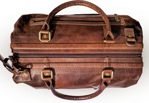 Miniatura 8 de Bolsa de viaje de cuero con compartimento para zapatos, Marrón