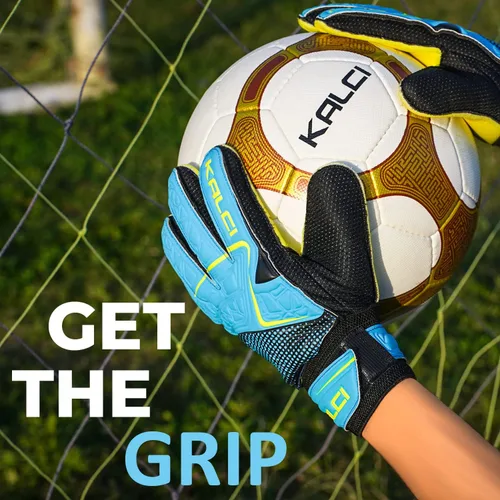 Miniatura 8 de Kalci Guantes de portero de fútbol para niños y jóvenes, guantes de portero para jugadores de campo para niños y niñas, en relieve, antideslizantes