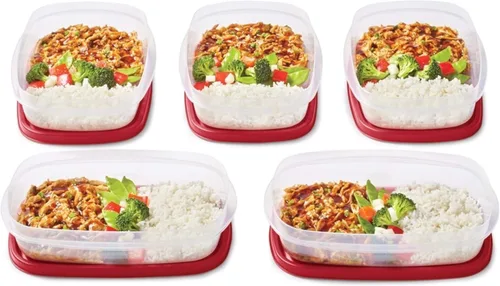 Miniatura 4 de Rubbermaid EasyFindLids - Recipientes para preparación de comidas, 5.5 tazas, color rojo