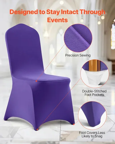 Miniatura 183 de VEVOR 150 fundas blancas para sillas de poliéster y elastano, fundas elásticas para bodas, fiestas, comedor, banquetes, sin pinzas, 150