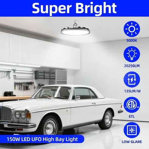 Miniatura 2 de 150W Luz LED UFO de Alta Bahía, 20250lm 5000K Luz LED UFO de Alta Bahía para Tienda [Equivalencia 450W MH/HPS] 100-277V IP65 Iluminación Comercial