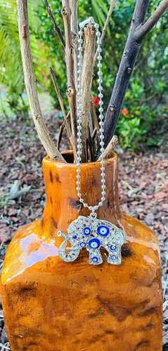 Miniatura 6 de LUCKBOOSTIUM Elegante adorno colgante de elefante plateado en cadena de bolas, dije y signo de buena suerte y bendición, accesorios decorativos