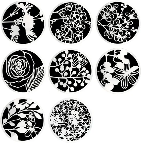 Paquete de 8 plantillas de pintura floral – Plantillas redondas huecas reutilizables para manualidades, arte de pared, lienzo y decoración de tela