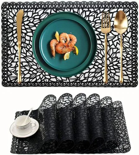 juego de 6 manteles individuales impermeables para mesa de comedor, lavables con un paño