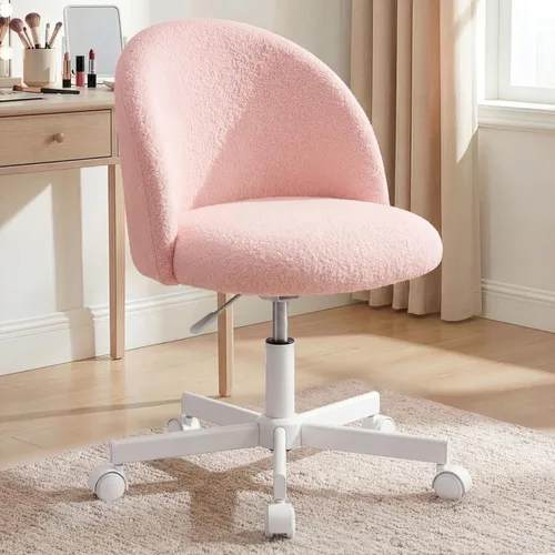 Miniatura 9 de NEO CHAIR Silla de tocador de oficina con ruedas, cómoda silla de escritorio para niñas, linda computadora, pequeña, sin brazos, altura ajustable