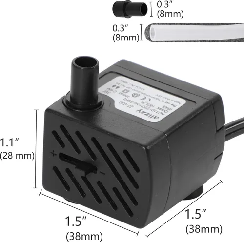 Miniatura 7 de alizzy Bomba de agua pequeña de 50 GPH (180L/H) de 3 W con tubo y flujo ajustable para fuente de mesa, acuario, pecera, hidropónica