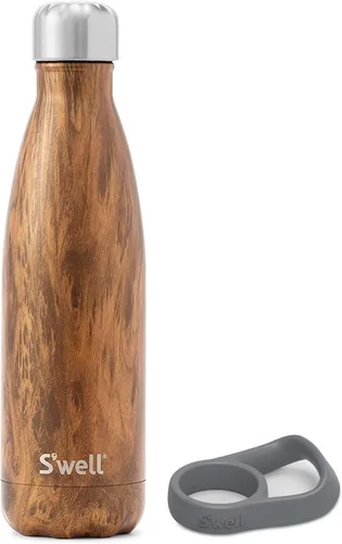 Miniatura 6 de S'well Botella de agua de acero inoxidable con asa de viaje, 17 onzas líquidas, gamuza azul, recipientes aislados al vacío de triple capa que