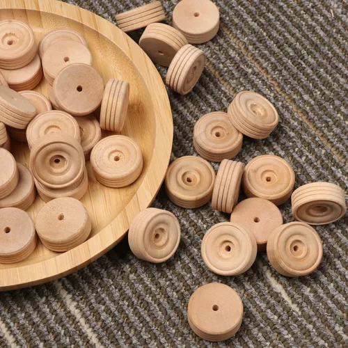 Miniatura 4 de Ruedas de madera, 150 unidades, 1.18 pulgadas, ruedas de madera con agujero de 0.14 pulgadas, perfectas para proyectos de carros de madera