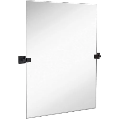 Hamilton Hills - Espejo pivotante de pared de 20x30 pulgadas con soportes cuadrados de pared negros mate | Espejo de baño sin marco | Espejo de
