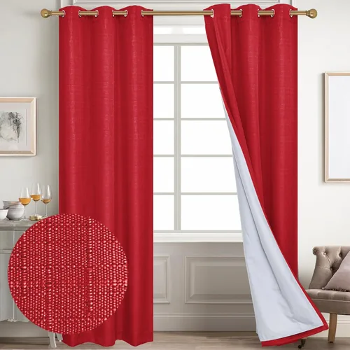 Miniatura 91 de Diraysid Cortinas 100% opacas de lino beige para dormitorio, con ojales, aislamiento térmico, cortinas de oscurecimiento de habitación