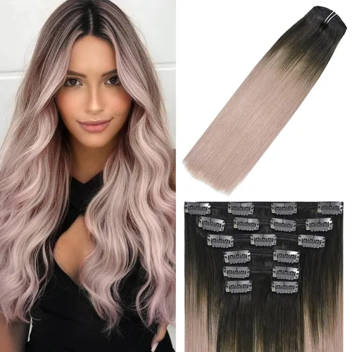 Miniatura 11 de WindTouch - Extensiones de cabello humano Remy con pinzas, color rubio decolorado combinado con balayage, para cabello rubio, 2.47 onzas, N.°