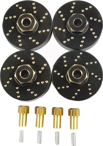 4 piezas de 13 g de pesas de rueda de latón con adaptador de bujes hexagonales de rueda extendidos de 7 mm para Axial SCX24 AXI90081 AXI00001