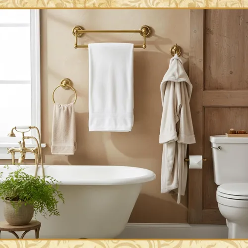 Miniatura 4 de Juego de 4 piezas de accesorios de baño de latón antiguo dorado, juego de toallero montado en la pared y anillo para toallas y soporte para papel