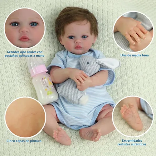 Miniatura 3 de SCOM Muñecas Reborn Baby Niño Meadow de 18 pulgadas – Recién nacido realista, cuerpo de tela suave con peso, adorable muñeca de la vida real posable