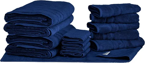 Miniatura 20 de Mosobam Juego de toallas turcas de lujo de 12 piezas XL de 35 x 70 pulgadas, 16 x 30 pulgadas, 13 x 13 pulgadas, azul Allure de 700 GSM, viscosa