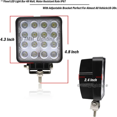 Miniatura 3 de Paquete de 10 luces LED TMH de 48 W con forma cuadrada de 60 grados, luz de inundación, luz de conducción, ATV, todoterreno, 4wd, 4x4, Utv, Van