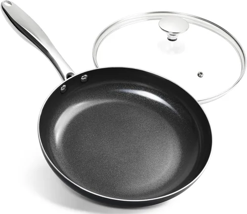 Miniatura 12 de MICHELANGELO Sartén grande con tapa, sartén de cerámica de 14 pulgadas con revestimiento antiadherente, sartén antiadherente saludable, compatible