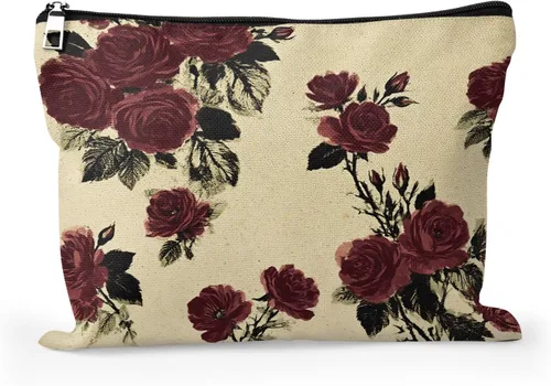 Miniatura 24 de Cafl Bolsa de maquillaje para mujeres y niñas, organizador de viaje portátil de gran capacidad, 10 x 8 pulgadas, Par de mirlo posado en ramas