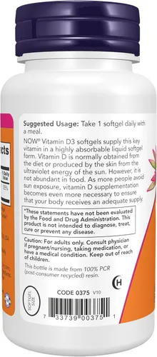Miniatura 3 de Vitamina D-3 de NOW Foods, NOW1117/490/1501, 1, 1