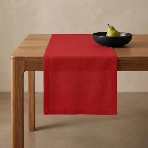 Solino Home Camino de mesa de lino, 14 x 120 pulgadas, rojo, Fete, hecho a mano y lavable a máquina, tela natural, lino europeo, 100% lino puro