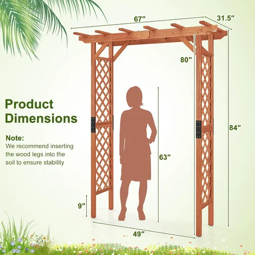 Miniatura 7 de Giantex Enrejado de madera para jardín de 7 pies, arco de boda para patio al aire libre, cumpleaños, fiesta nupcial, decoración de graduación