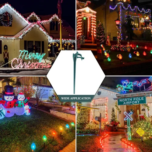 Miniatura 6 de Jetec 120 estacas de luz de Navidad universales para patio, césped, vacaciones, 7.5 pulgadas, estacas de tierra para cadena de luces C7 C9, soportes