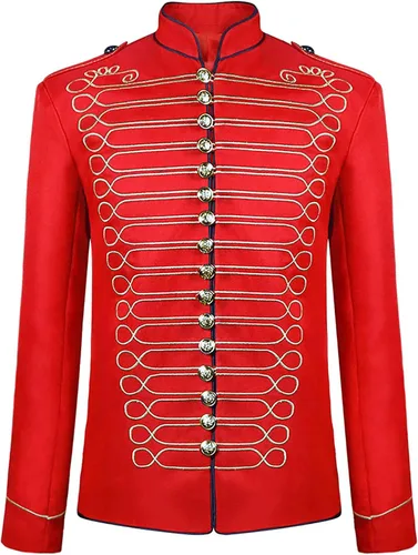 XUNRYAN Chaqueta para hombre punk oficial militar para desfile de bateristas, chaqueta mayorette medieval victoriano, uniforme de Navidad, disfraz