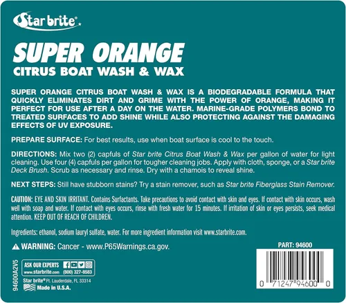 Miniatura 2 de STAR BRITE Jabón y cera para barcos cítricos súper naranja - Fórmula concentrada prémium para un brillo y protección definitivos
