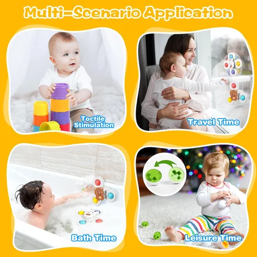 Miniatura 7 de Juguetes Montessori para bebés de 6 a 12 meses, 8 en 1, juguetes de baño sensoriales suaves para bebés, Montessori para niños de 1 año