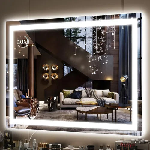Miniatura 13 de FENNIO - Espejo de tocador con luces, espejo de maquillaje iluminado LED, pantalla táctil con 3 modos de iluminación, regulable, para mesa