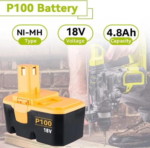 Miniatura 2 de Paquete de 2 herramientas eléctricas inalámbricas P100 de 4.8 Ah compatibles con batería Ryobi de 18 V Ni-Mh ABP1801 ABP1803 BPP1820 130224007