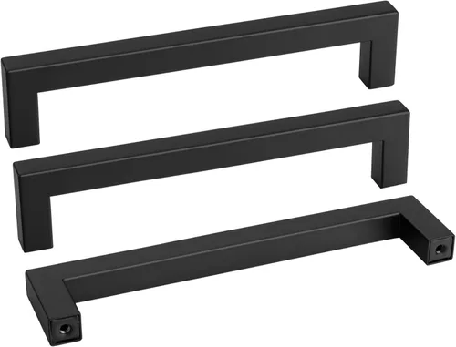 Miniatura 10 de Goldenwarm 1 paquete de manija cuadrada negra para cajones de gabinete de barra, de acero inoxidable, herrajes modernos para gabinetes de cocina