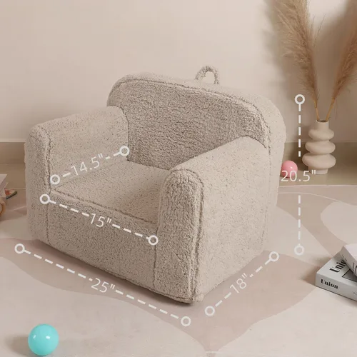 Miniatura 3 de MOMCAYWEX Silla de sherpa suave y cómoda para niños, silla de espuma para niños y niñas, color gris claro