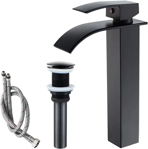 Miniatura 16 de VOTON Grifos de Baño Cascada Níquel Cepillado Modernos de Una Sola Manija Grifo de Lavabo para 1 o 3 Orificios con Placa de Cubierta y Desagüe
