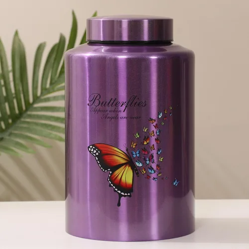 Miniatura 4 de Urnas para cenizas humanas adultas y mujeres de hasta 220 libras, urna de mariposa morada para cenizas de mamá con bolsa de terciopelo, urnas